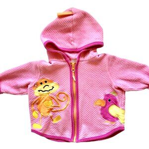 HA Quilted Look Hooded Animals Zipper Jacket Size 70 (6-12 Mo)